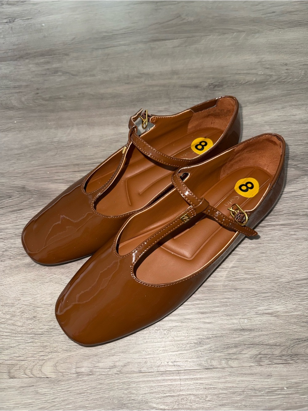 Franco Sarto Size 8 Women’s Brown Patent Mary Jane Flats